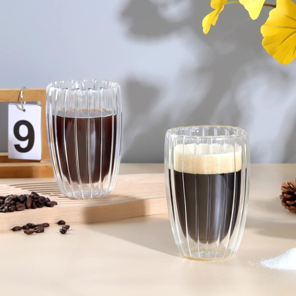 Dobbeltvæggede glaskopper kaffekopper, 450 ml espressokopper cappuccino latte glas tekopper varmebestandige glaskopper til kaffe