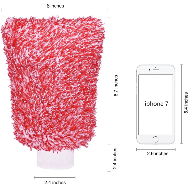 Mikrofiber Bilvask Votter Rengjøringshansker Utstyr Svamp, 2 Sett Profesjonelle Riper Fri Polering Rengjøringsvotter Red