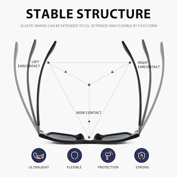 Solglasögon Herr Unisex Polariserad Solglasögon Svart Anti-Glare Linser Klassisk Ultra Lätt Fyrkantig Körning Vandring Golf Fiske Black