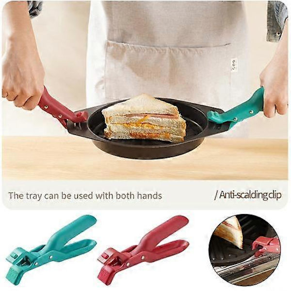 2 stk. Silikone Anti-skoldningsclips Varm Skål Fad Tallerken Griber Multifunktionelt Ergonomisk Håndtag Gryde Pande Holder Klemme Tallerken Løfte Tang Køkkenudstyr green