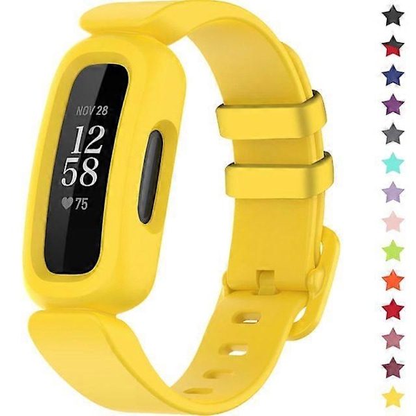 Rannekkeet Fitbit Ace 3 -lapsille, silikoniset vedenpitävät rannekorutarvikkeet, urheilukellon rannekkeen vaihto Fitbit Ace 3 -pojille ja -tytöille Yellow Fitbit Ace 3