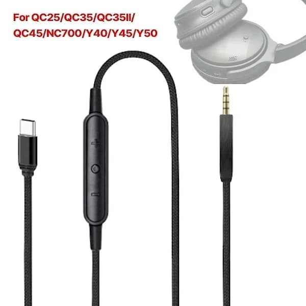 USB-C til 2,5 mm han-kabel til QC25/QC35/QC35II/QC45 hovedtelefoner med mikrofon