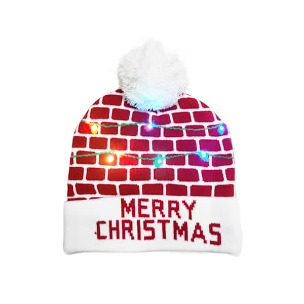 2 LED strikkede julehatte med kvast og pompon