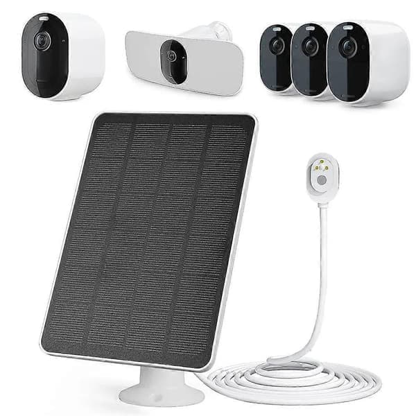 Solcellepanel kompatibelt med Arlo Pro 4/Ultra 2/Pro 3/Ultra/Pro 5S sikkerhetskamera ladestasjon - Flerfarget[JUN] Flerfarget Black