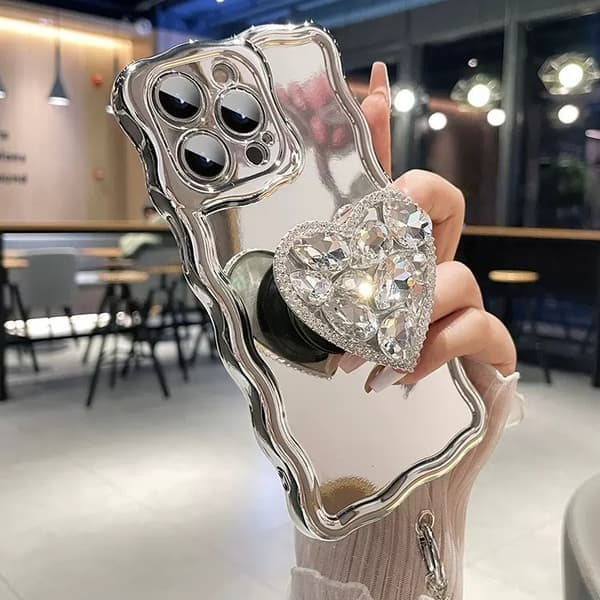 Luksus diamant kærlighedsbeslag egnet til Apple 16promax mobiltelefoncover iPhone15 galvanisering bærbart blødt iPhone16plus iPhone16plus
