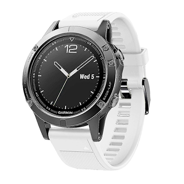 Til Garmin Fenix 5 Silikone Sportsurrem Justerbar Håndledsrem med Sort Spænde White Garmin Fenix 5