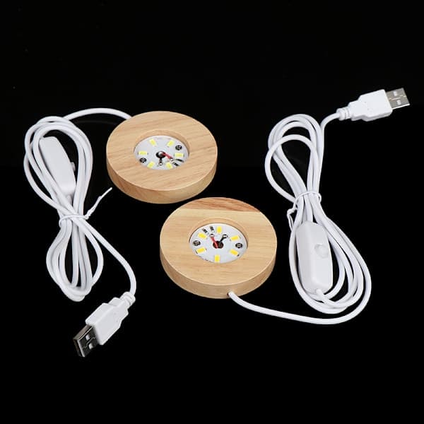 LED Lys Display Base Krystallglass Resin Kunst Ornament Tre hvitt lys A1 white light A1