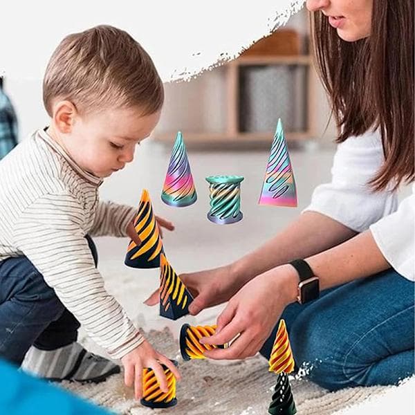 7 kpl 3D-tulostettuja pyöriviä pyramideja, kolmiulotteinen spiraali A A