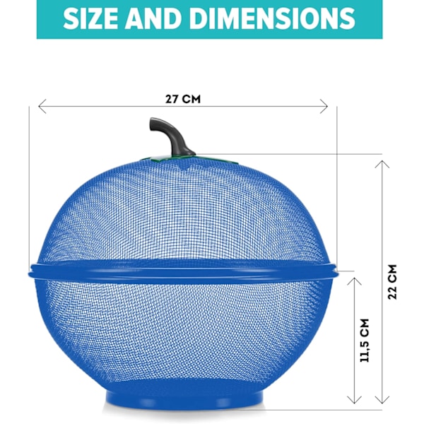 Frugtkurv i æbleform med låg, bordholder til grøntsager, opbevaringskurv til køkkenvask Blue