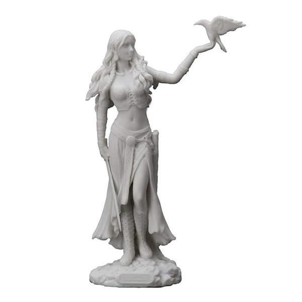 Harpiksstatuer Morrigan Den Keltiske Kampgudinde Med Krage & Brun A