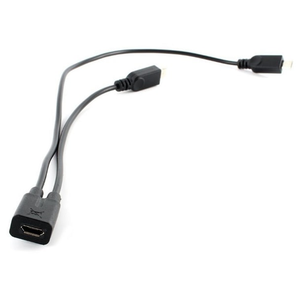 Micro USB hona till micro USB hane splitterkabel Dataöverföring 30 cm lång