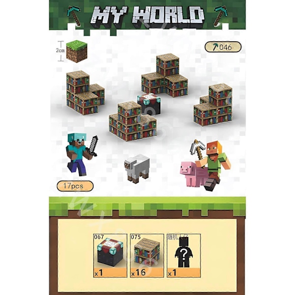 Minecraft-minihahmo Pelikartta DIY Magneettilelut Minecraft Dungeons Sarjakuvamaailma Mallintaja Luovat lelut Lapsille Lahjat T046-17PCS