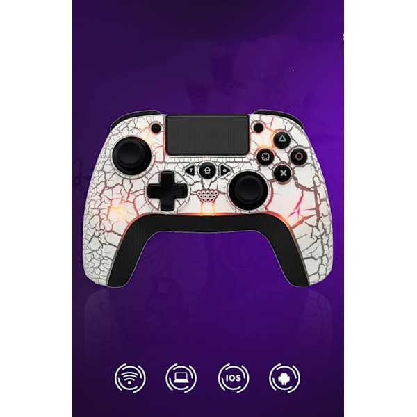 Tedbox Trådløs Controller til Ps4, med Unikt Revne Design/Programmerbar Bagside/Dobbelt Vibration, Kompatibel med Ps4/PC/iOS