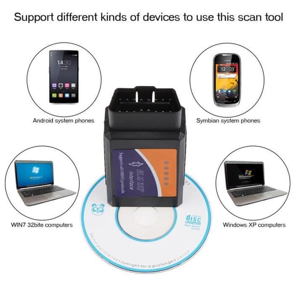 Mini ELM327 langaton Bluetooth OBD2 -auton OBDII-vikakoodinlukija, yhteensopiva Android- ja Windows-laitteiden kanssa