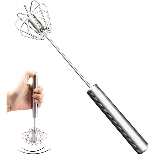 Äggvisp Rostfritt stål Hand Push Visp Blender SemiAuto Roterande Push