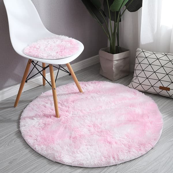 Kaffebrun rund fluffy tæppe til stue og soveværelse 60 cm Kaffe 60cm Coffee