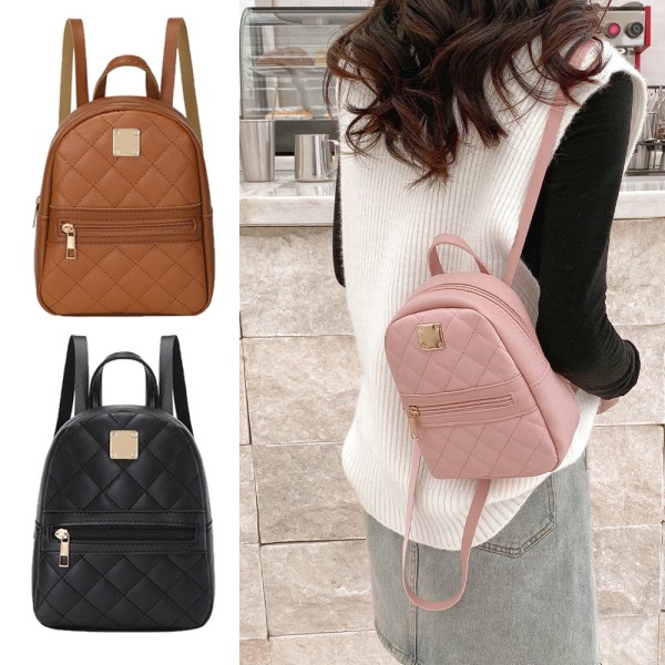 PU Læder Skulder Mini Lille Rygsæk Multi-Funktion black