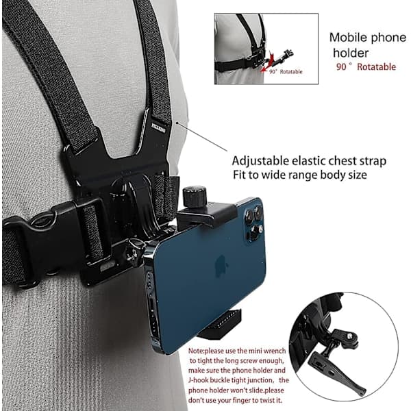 Mobiltelefon Brystfeste Holder for Samsung iPhone Plus Action Camera