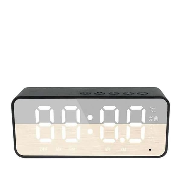 Bluetooth-högtalarklockor, FM-radio, digital smart LED-väckarklocka, elektroniska skrivbordsklockor, trendig, svart