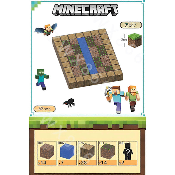 Minecraft-minihahmo Pelikartta DIY Magneettilelut Minecraft Dungeons Sarjakuvamaailma Mallintaja Luovat lelut Lapsille Lahjat T047-63PCS