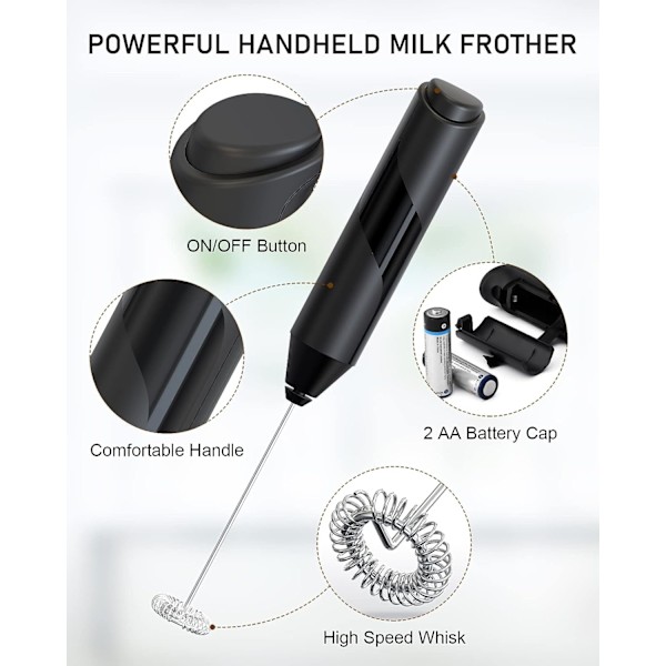 Handhållen mjölkskummare, batteridriven matcha kaffedrycksmixer, elektrisk bärbar mixer för att blanda drycker