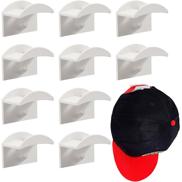 10-pakke selvklebende hattkroker for veggmontering, ingen boring, hatthylle, sterkt grep for baseballcaps, moderne hatt