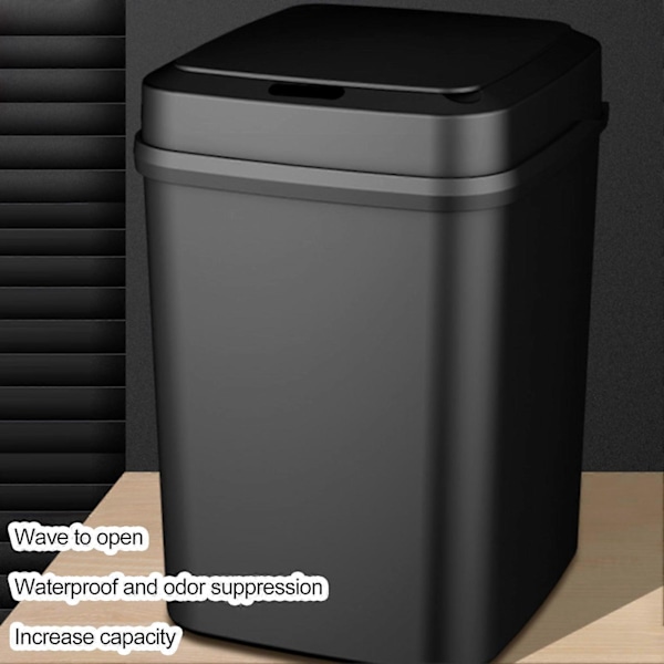 12L Smart Soptunna med Lock, Beröringsfri Infraröd Induktion, Låg Energiförbrukning, Elektrisk Intelligent Automatisk Sensor Sopbehållare för Dagligt Bruk KAESI