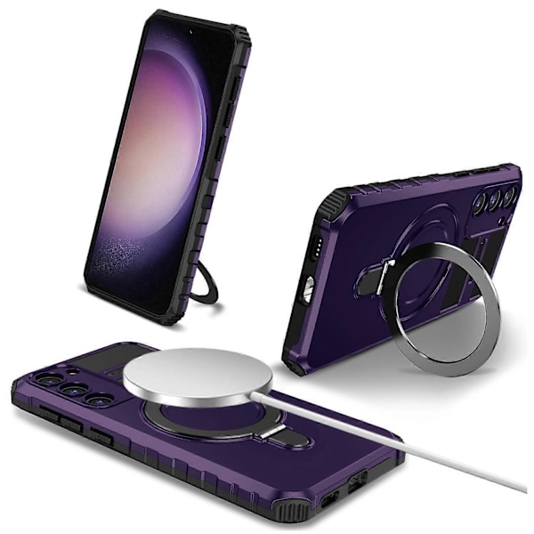 Skal för Samsung Galaxy S23+ PC+TPU Ställ Telefonfodral Kompatibelt med MagSafe Multicolor Style F