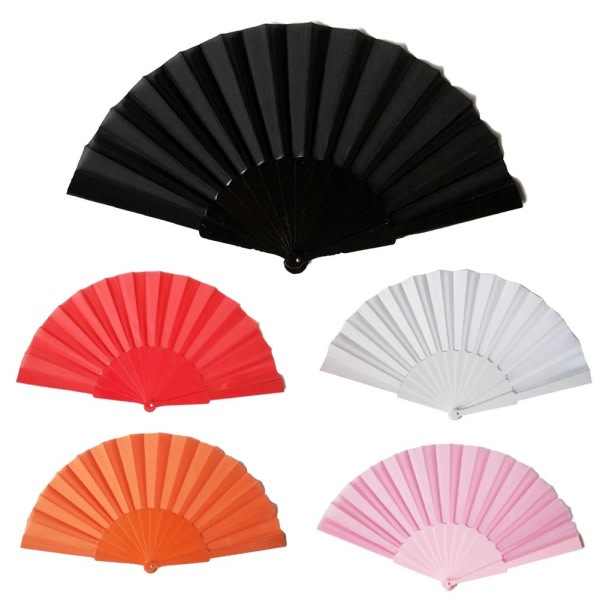 2X Folding Hand Held Fans Portable Dancer Fan Plastic Fan Wedding Party Props Favors Pink