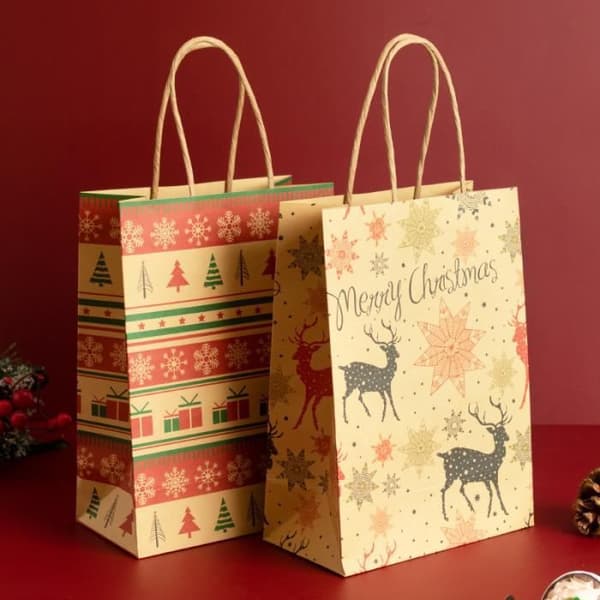 ANTCOOL Julklappspåse - 12 stycken - Storlek 19x8x25cm - Beige