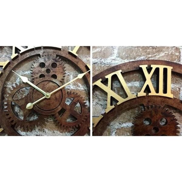 Väggklocka - Kreativ retro - 58 cm - Kvarts + Trä - Vardagsrumsdekoration