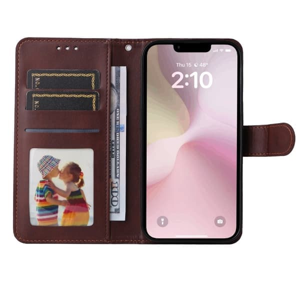 Kompatibelt iPhone 16e PU-läder plånboksfodral - Flera färger brun Brun brown Brun