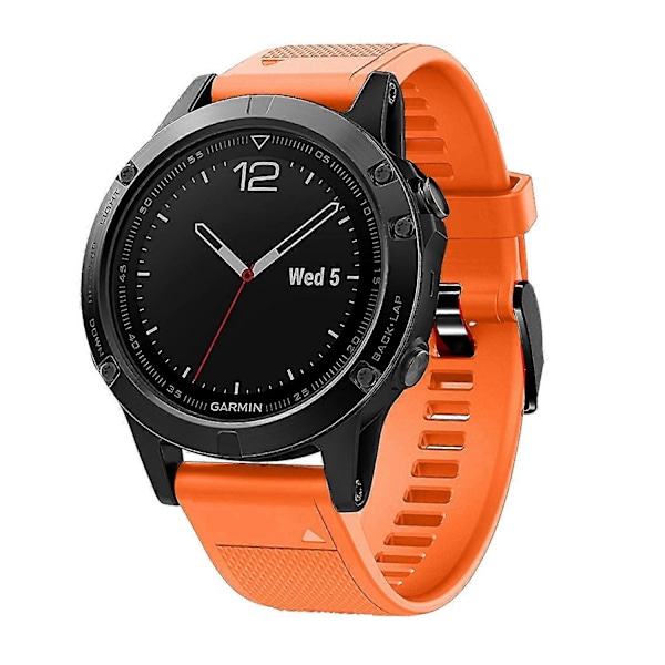 Til Garmin Fenix 5 Silikone Sportsurrem Justerbar Håndledsrem med Sort Spænde Orange Garmin Fenix 5