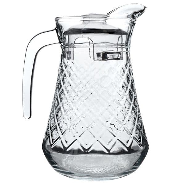 Glaskanna med lock för drycker: vatten, juice, iste & mer