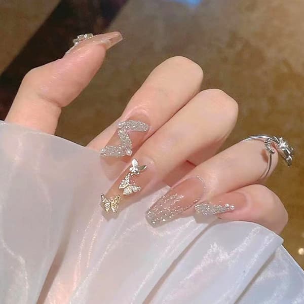 10 st DIY Nagelkonst Dekoration 3D Silverfjäril Glänsande Rhinest D 10 st D
