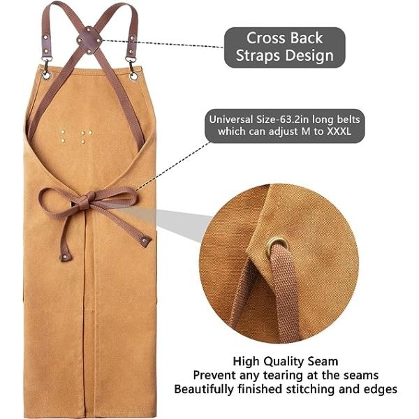 Naisten esiliina miehille, kangasesiliina taskuilla - Cross Back Kitch