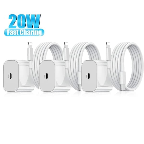 iPhone-laddare - Snabbladdare - Adapter + Kabel 20W USB-C Vit 3-pack iPhone