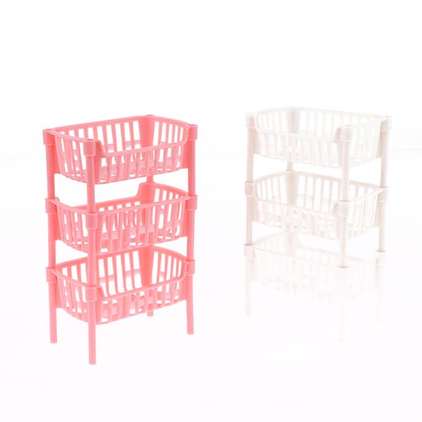 1/12 Dockskåp Mini Förvaringskorgar Dockskåp Stapelbar Korg Vit one size White