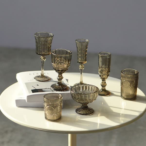 7 st 1:6 Dockskåp Miniatyr Vattenkopp Vinglas Champagne Gla Gul One Size Yellow