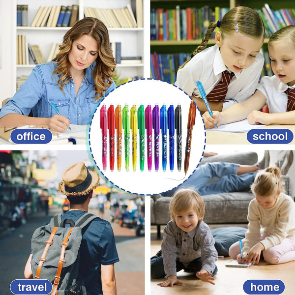 12 stk Multi Easy to Erase Neutral Pen Creative Color Erasing Pen Student Temperature Control Erasable Pen Hot Water Pen 12 stk Color 0.7mm