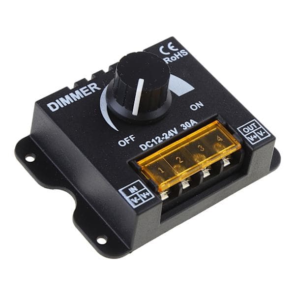 DC 12V 24V 30A LED Lyslist PWM Dimmerkontroller med Aluminiumshus
