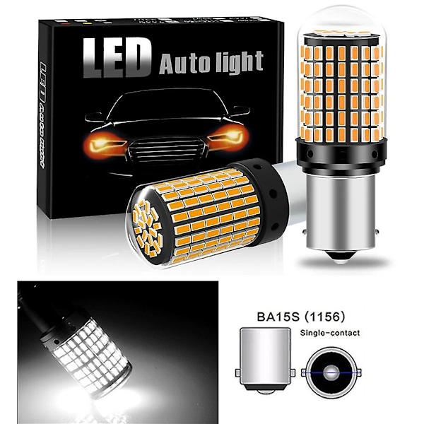 2 st 1156 BA15S P21W BAU15S PY21W T20 7440 W21W 3157 1157 P21/5W W21/5W LED-lampor 144 SMD led CanBus-lampa för blinkers white 2PCS 1156 P21W BA15S