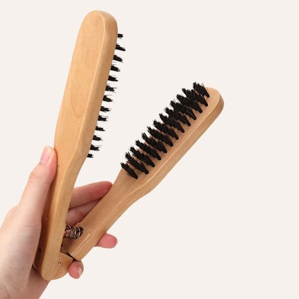 Dubbelsidig utslätande borste med naturligt borst hårklämma onesize