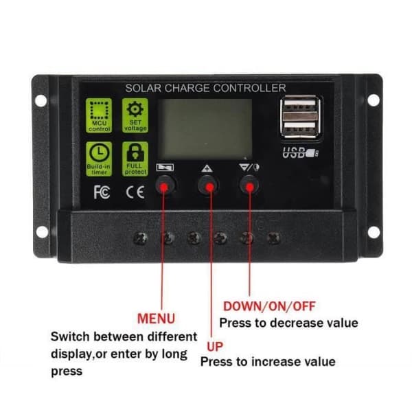 30A 12V/24V AUTO LCD PWM -aurinkopaneelin lataussäädin