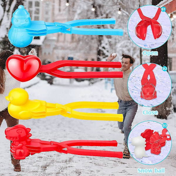4 Delar Vinter Snöleksaker Kit Snöboll Maker Form Dinosaurieformad Snö Snöboll Maker Hjärta Snö Maker Utomhus Vinterlek Snöleksaker Med Form Av D