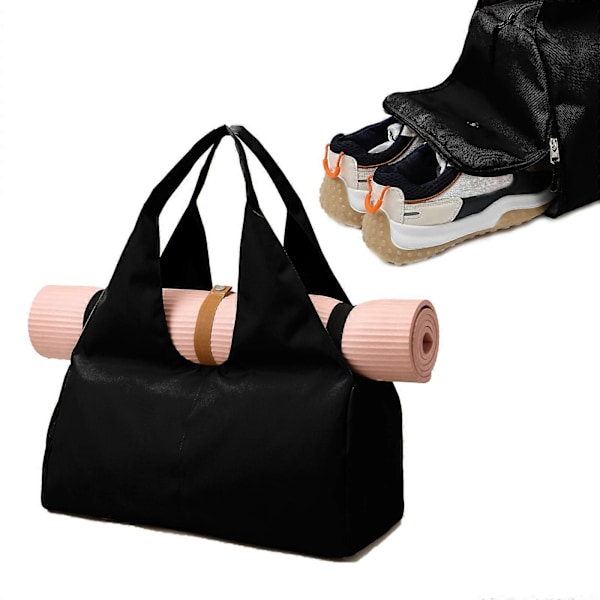 Gymbag med yogamatte, reiseveske for sport og helgeturer, lett overnattingsveske med stor kapasitet for menn og kvinner med separat skoskap