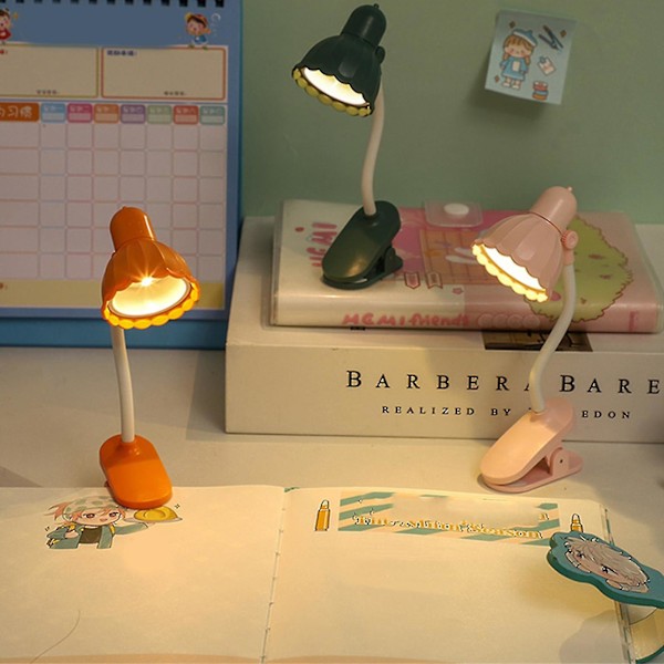 Skrivebordslampe, 360 graders rotasjon, klips-på-lampe, bærbar leselampe, klemme på skrivebord/bord/køyeseng/skap, hjemmebelysning White C