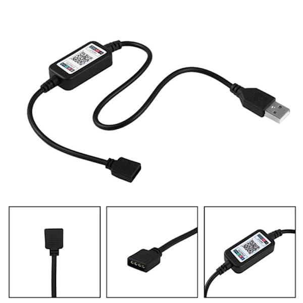 Bluetooth-kompatibel Ljusremsa RGB Trådlös Hem LED RGB USB one size