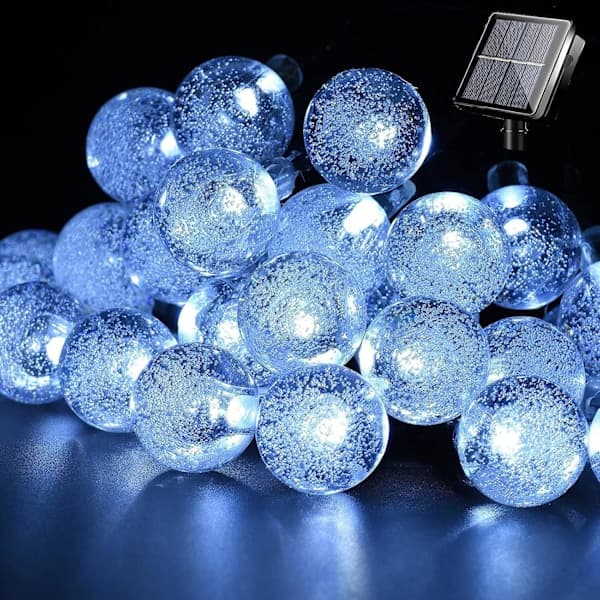 Solcellelamper utendørs - 20 LED - 8 moduser - Krystallkuler - Vanntett - IP65 - For hage, terrasse, tre, gårdsplass, fest, bryllup