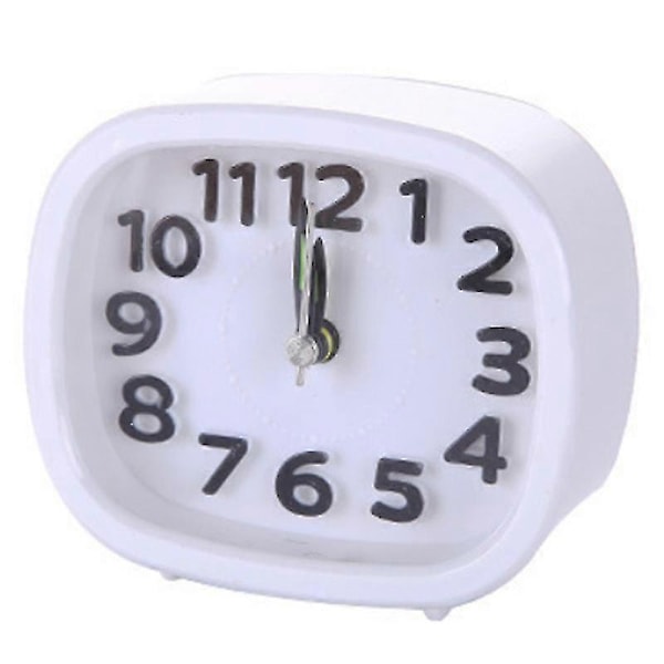 Quartz Väckarklocka Tyst Snooze Liten Sängklocka Square White